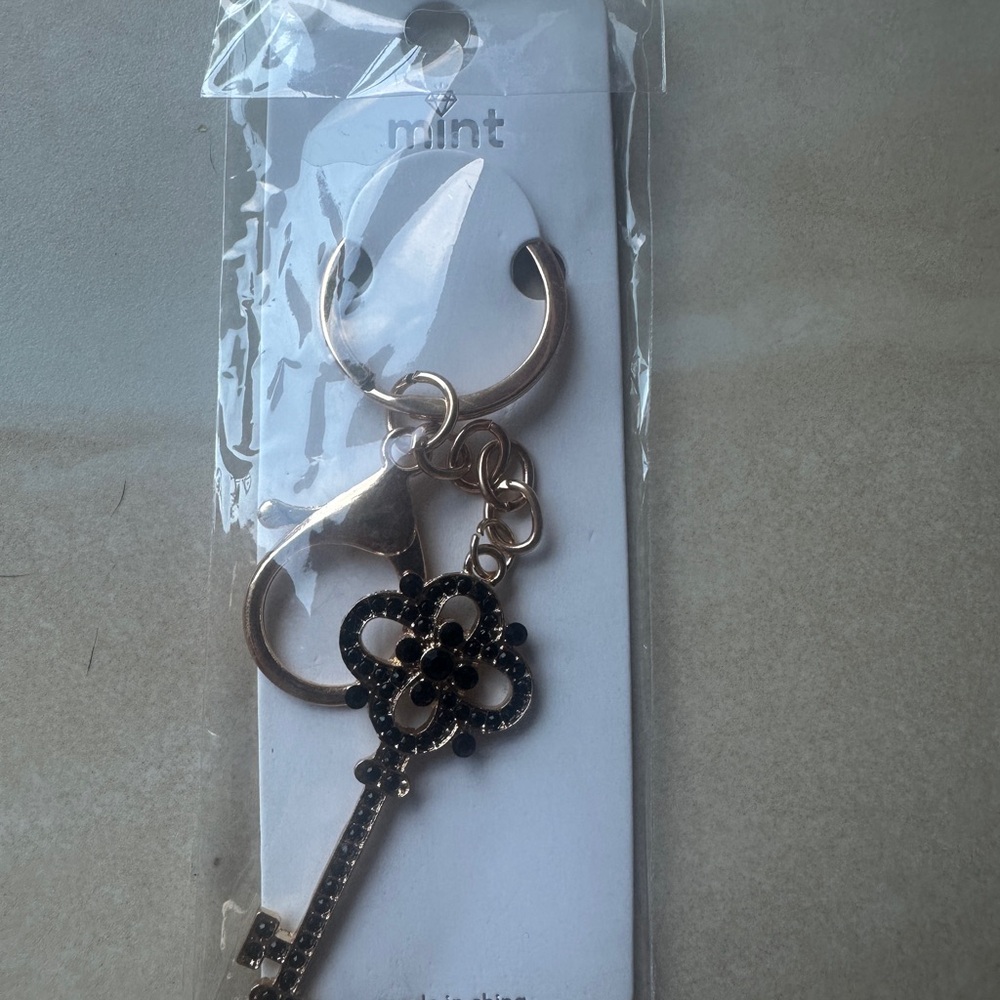 Gold and Black Key Bag Charm